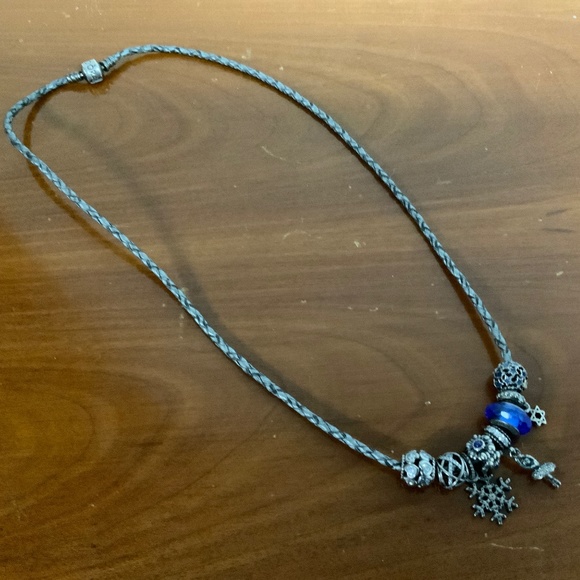 Pandora Leather Cord Braided Gray 